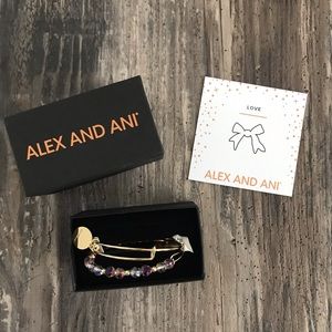 💜Brand new in box Alex and Ani holiday strength set of 2 bracelets purple gold